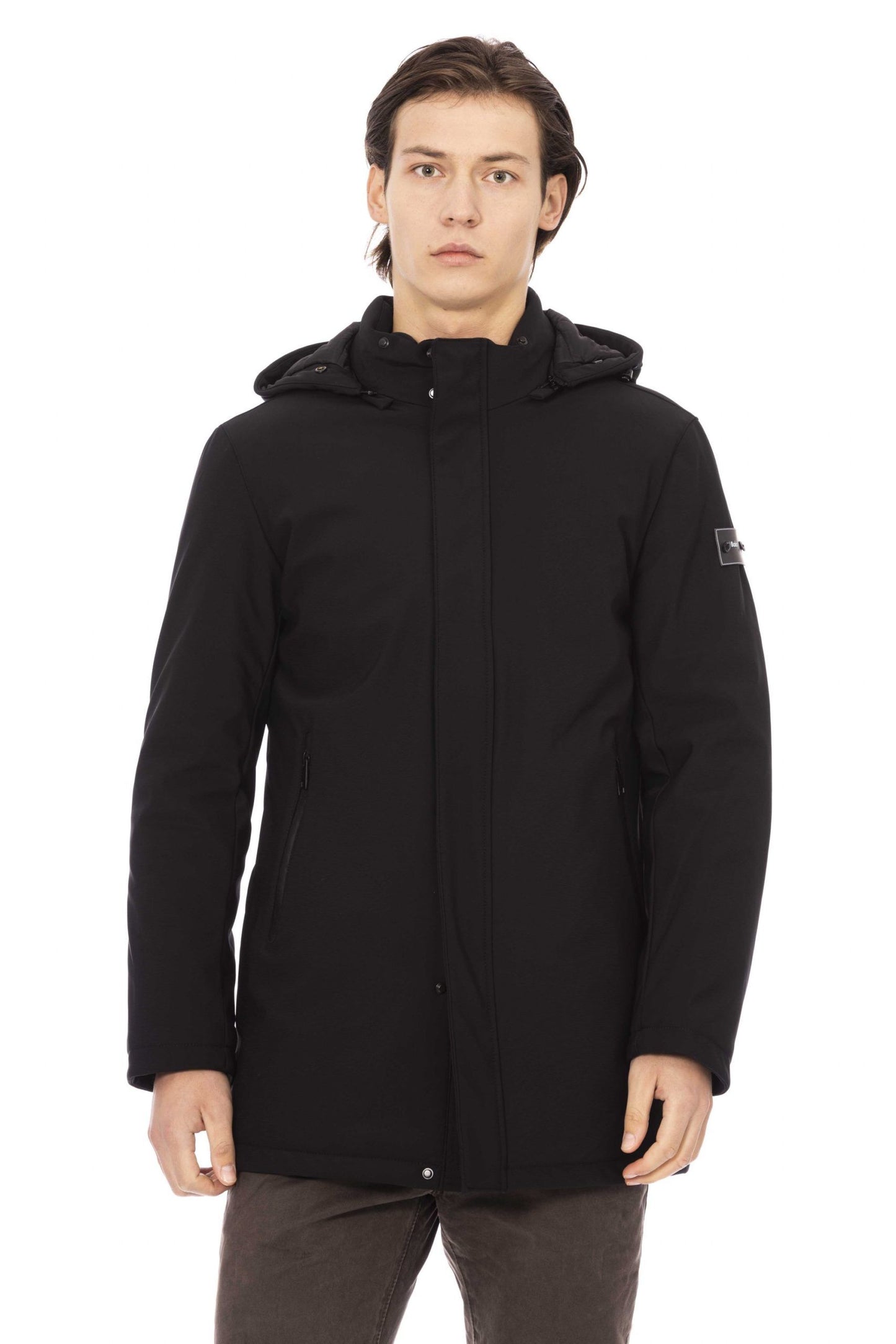 Black Polyester Men Jacket