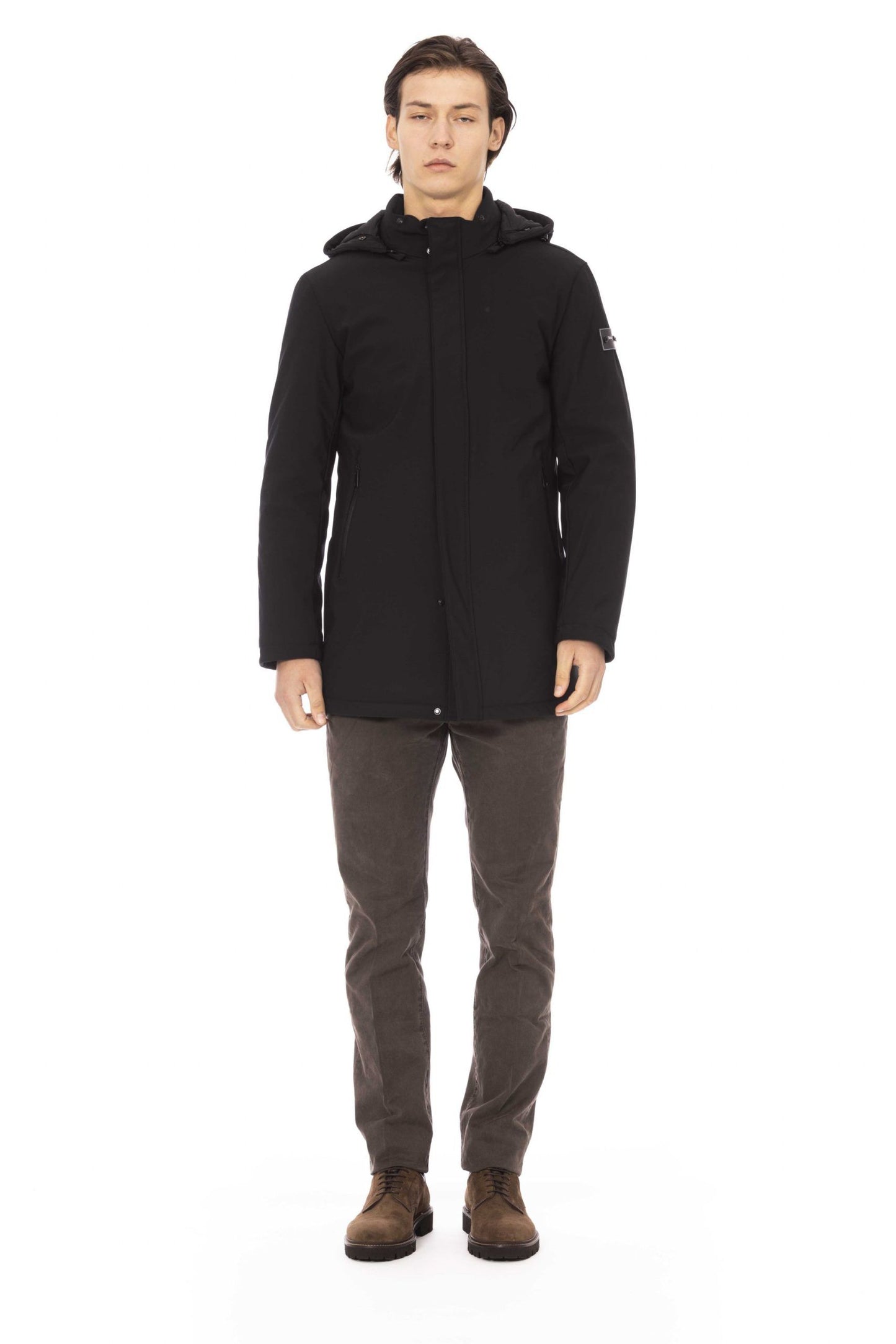 Black Polyester Men Jacket