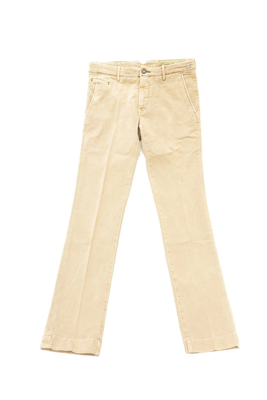 Beige Cotton Men Chino