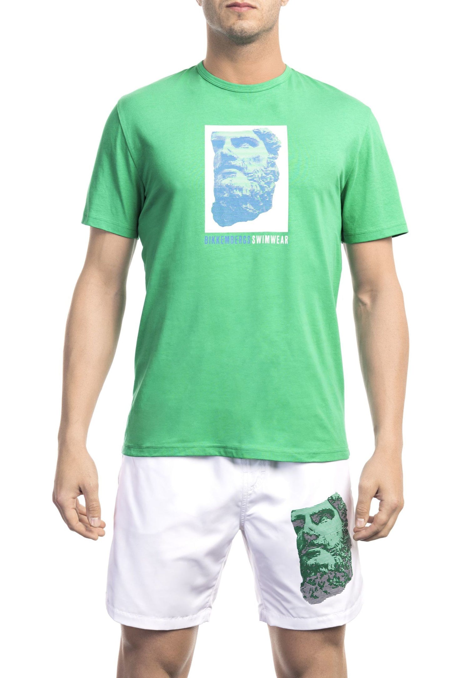 Green Cotton Men T-Shirt
