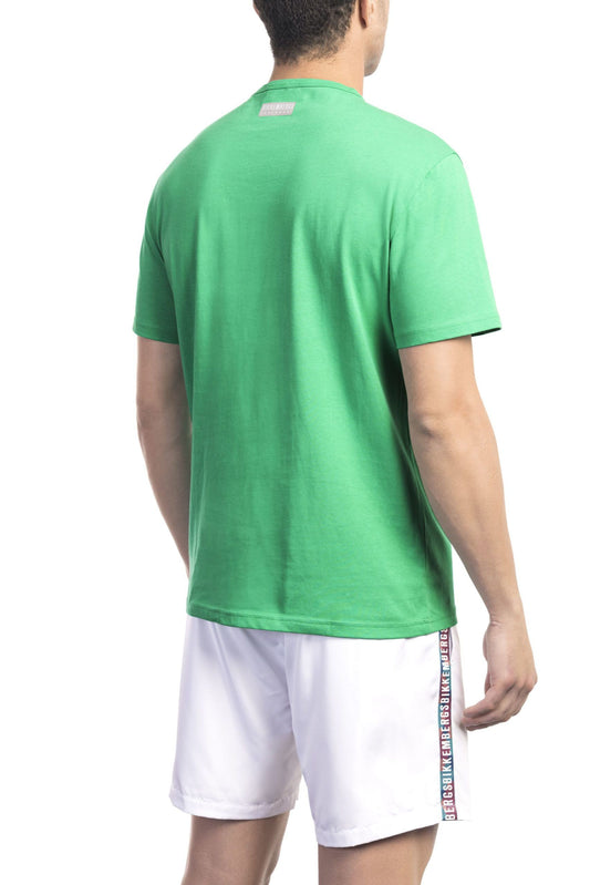 Green Cotton Men T-Shirt