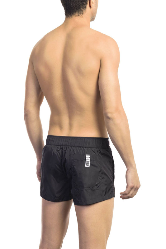 Black Polyamide Men Swim Short