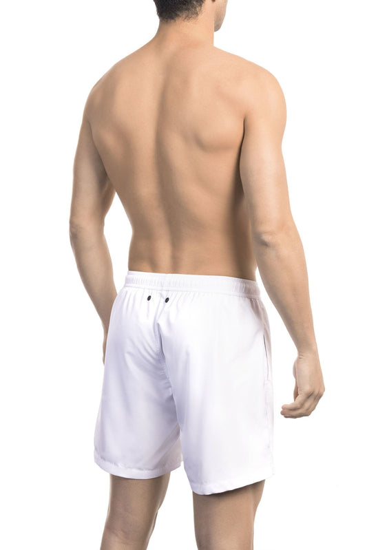 White Polyester Men Swim Short