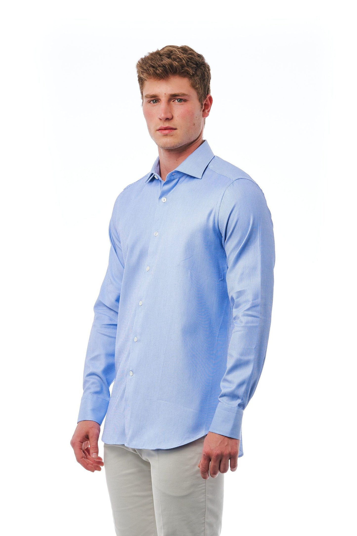 Light-Blue Cotton Men Shirt