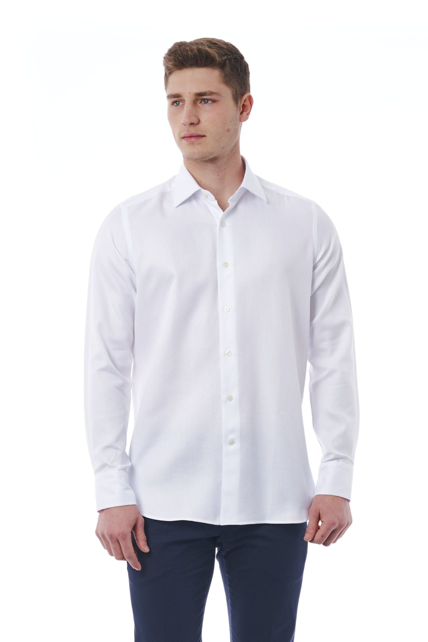 White Cotton Men Shirt