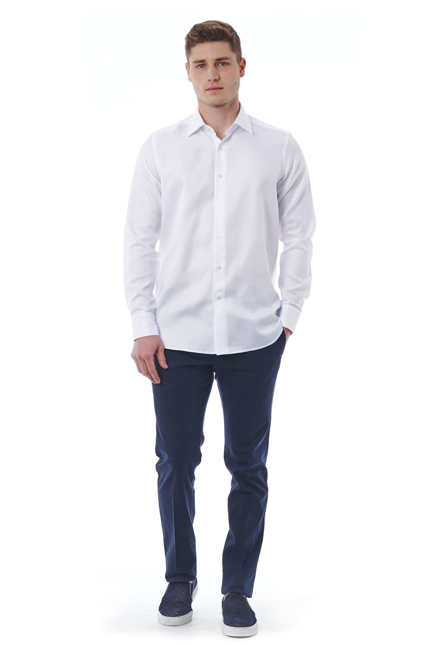 White Cotton Men Shirt