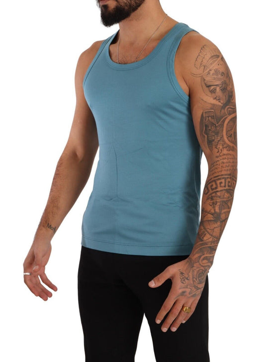 Elegant Light Blue Silk Blend Tank Top
