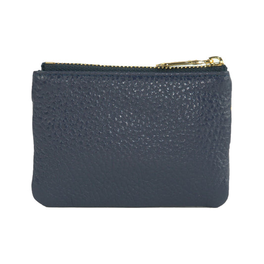 Elegant Navy Blue Leather Keychain Zip