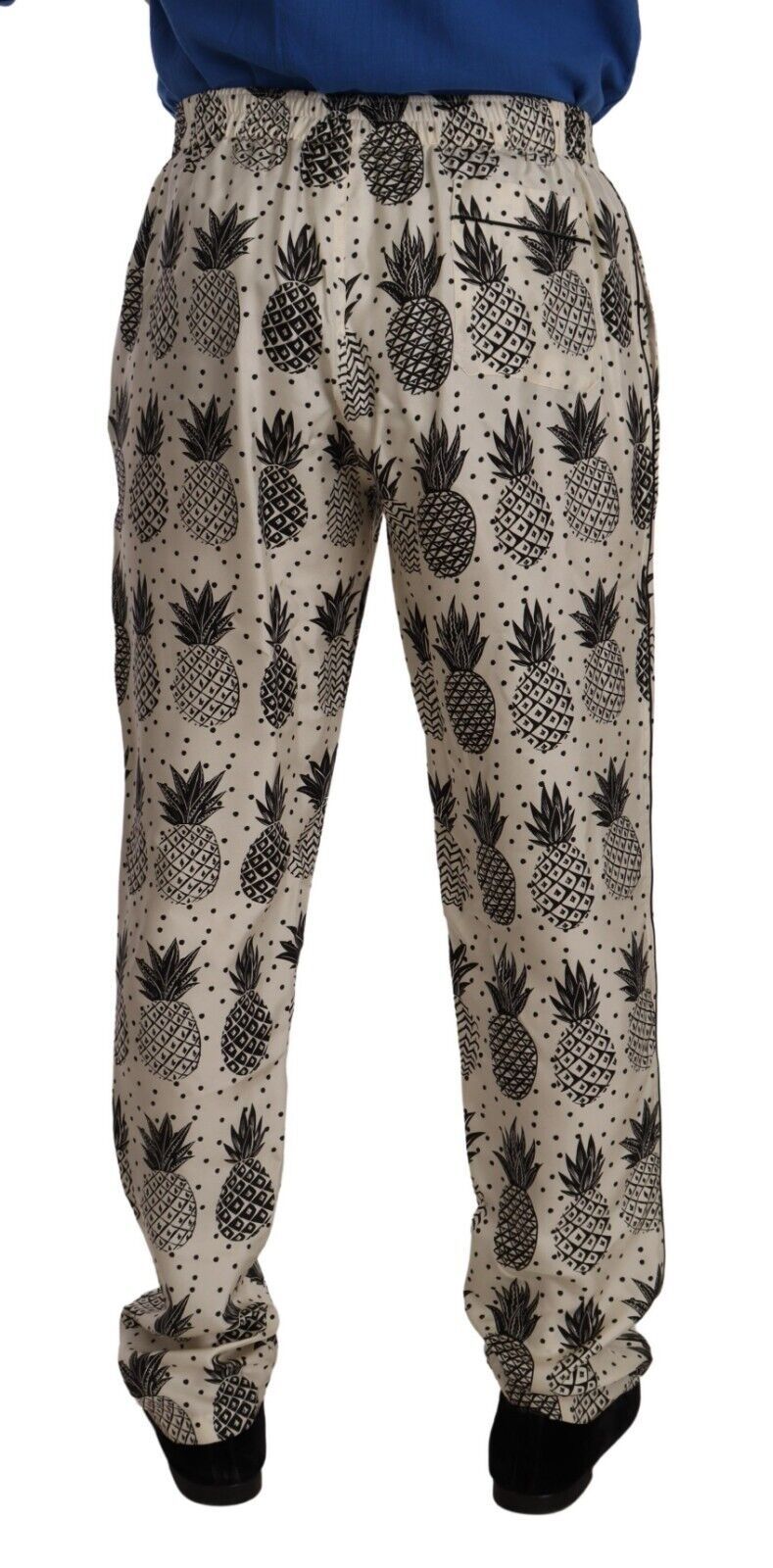 Elegant Silk Lounge Pants with Pineapple Print