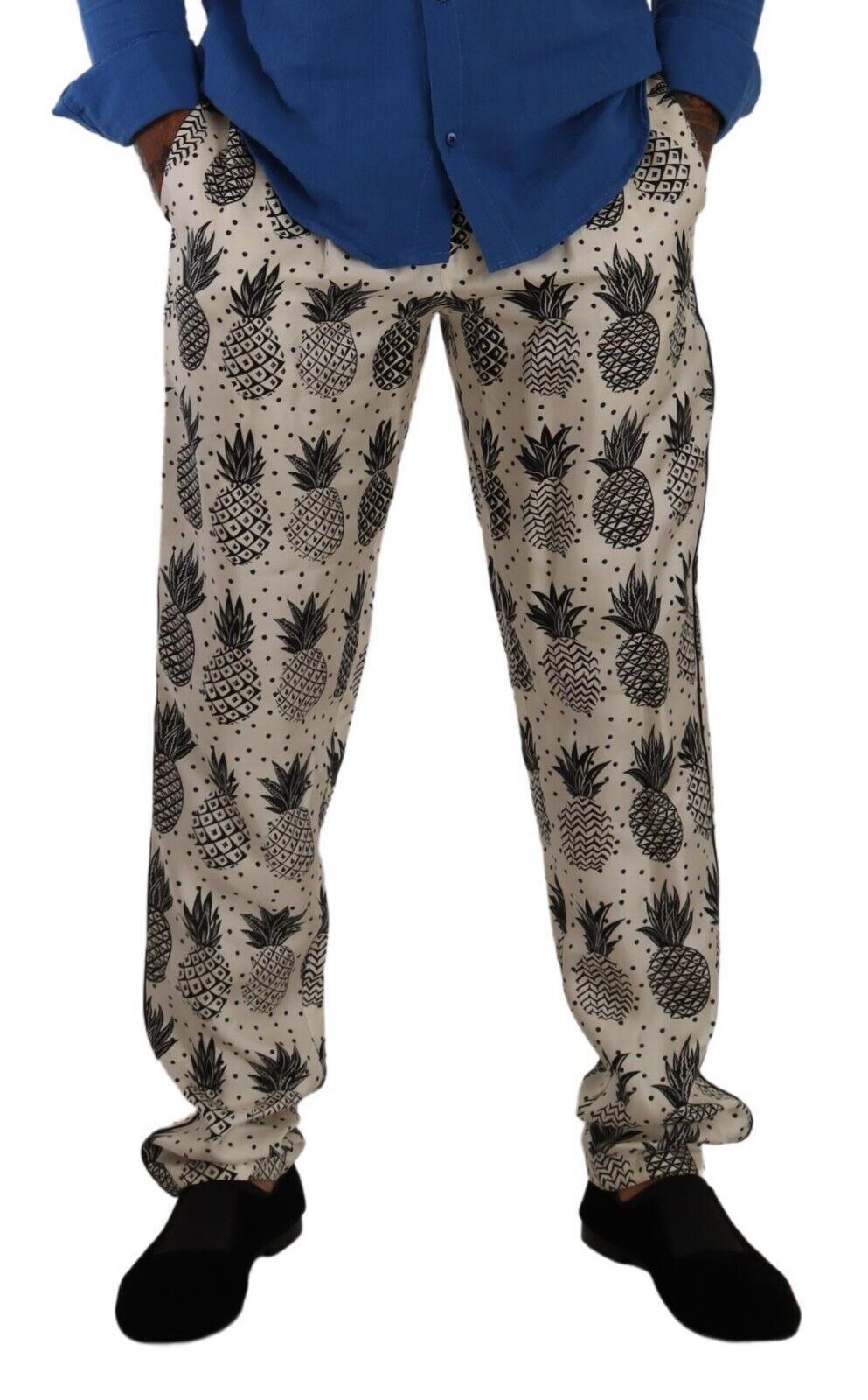 Elegant Silk Lounge Pants with Pineapple Print
