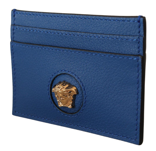 Elegant Blue Leather Card Holder Wallet