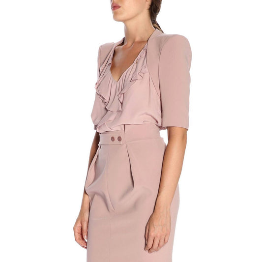 Pink Polyester Women Blazer