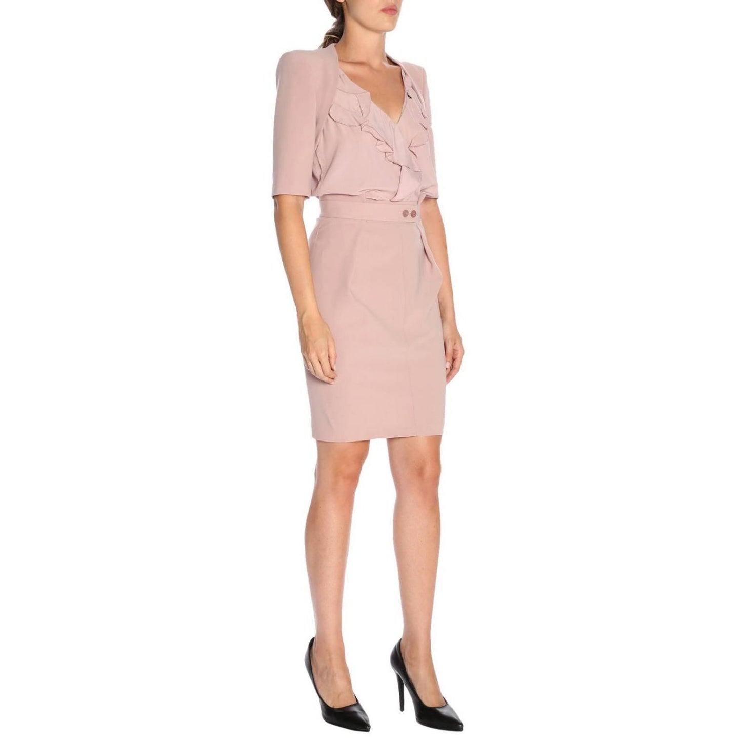 Pink Polyester Women Blazer