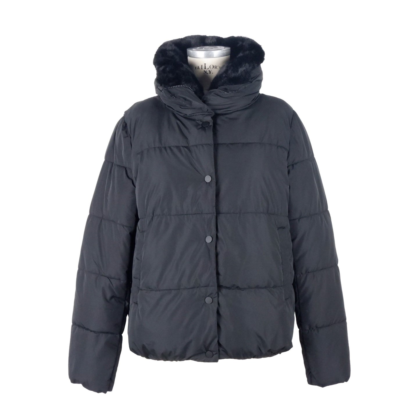 Black Polyester Women Jacket