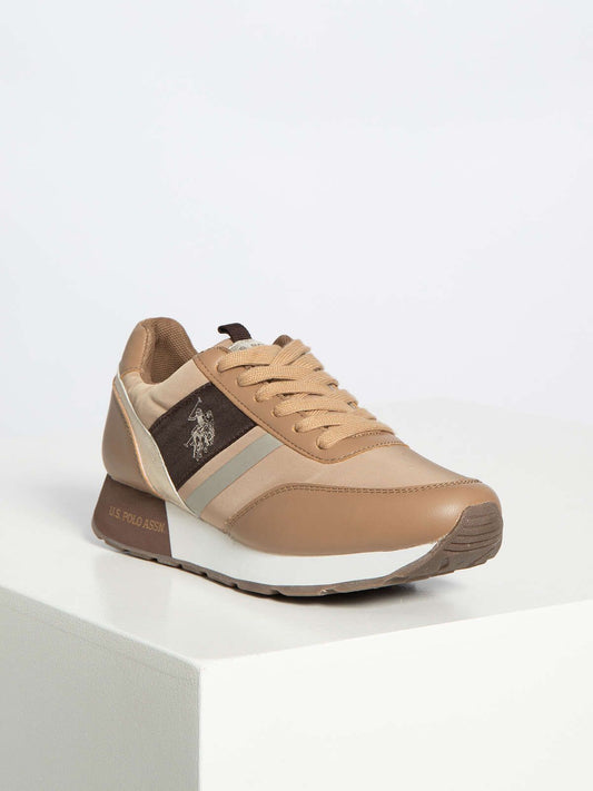 Beige Fabric Women Sneaker