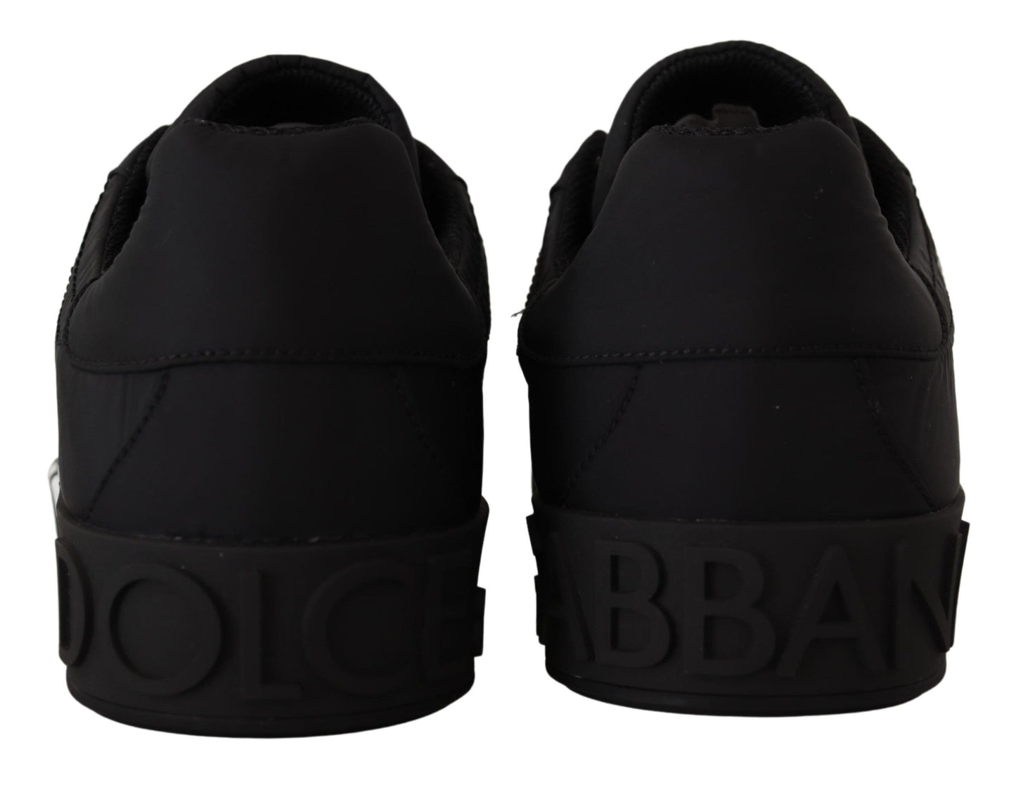 Elegant Black Casual Sneakers with White Logo Detail