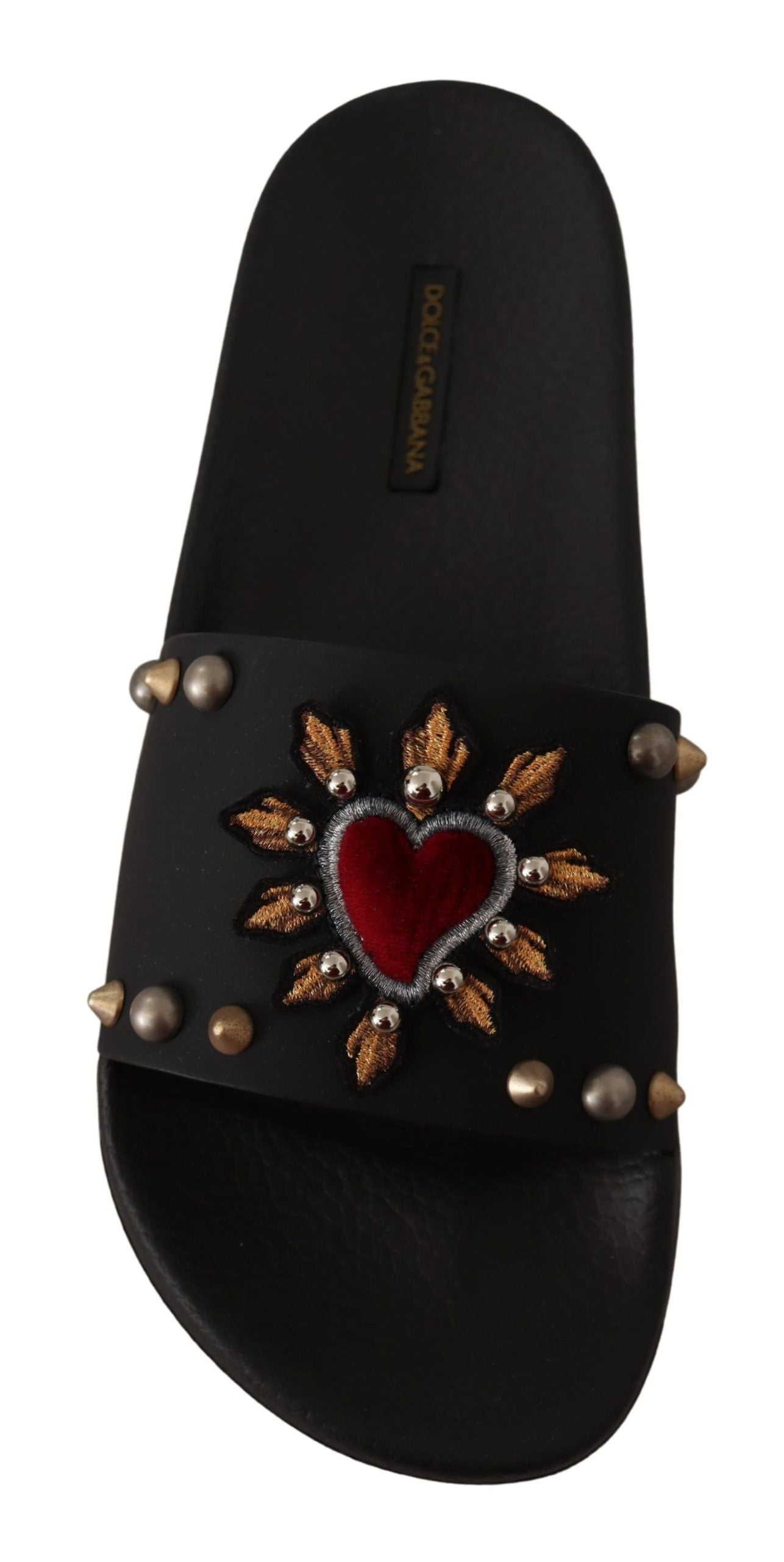 Elegant Black Leather Slide Sandals