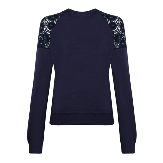 Blue Cotton Women Sweater