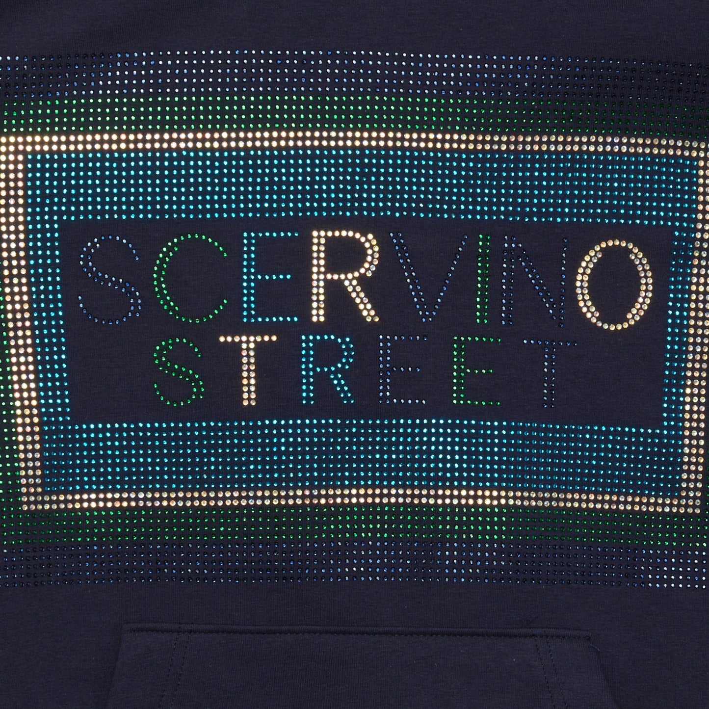 Elegant Blue Strass Logo Hooded Sweatshirt