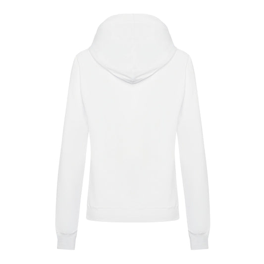 White Cotton Women Sweater with Hood