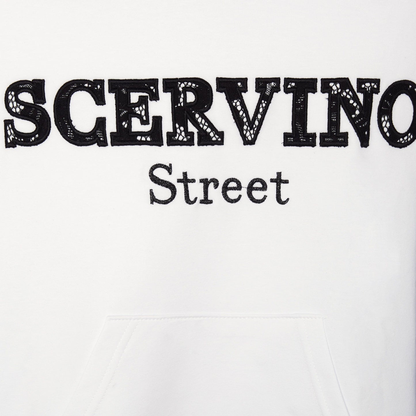 Elegant White Hooded Sweatshirt - Embossed Logo