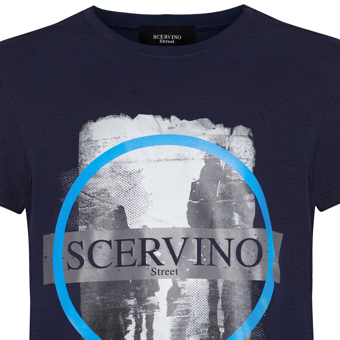 Blue Cotton Men T-Shirt