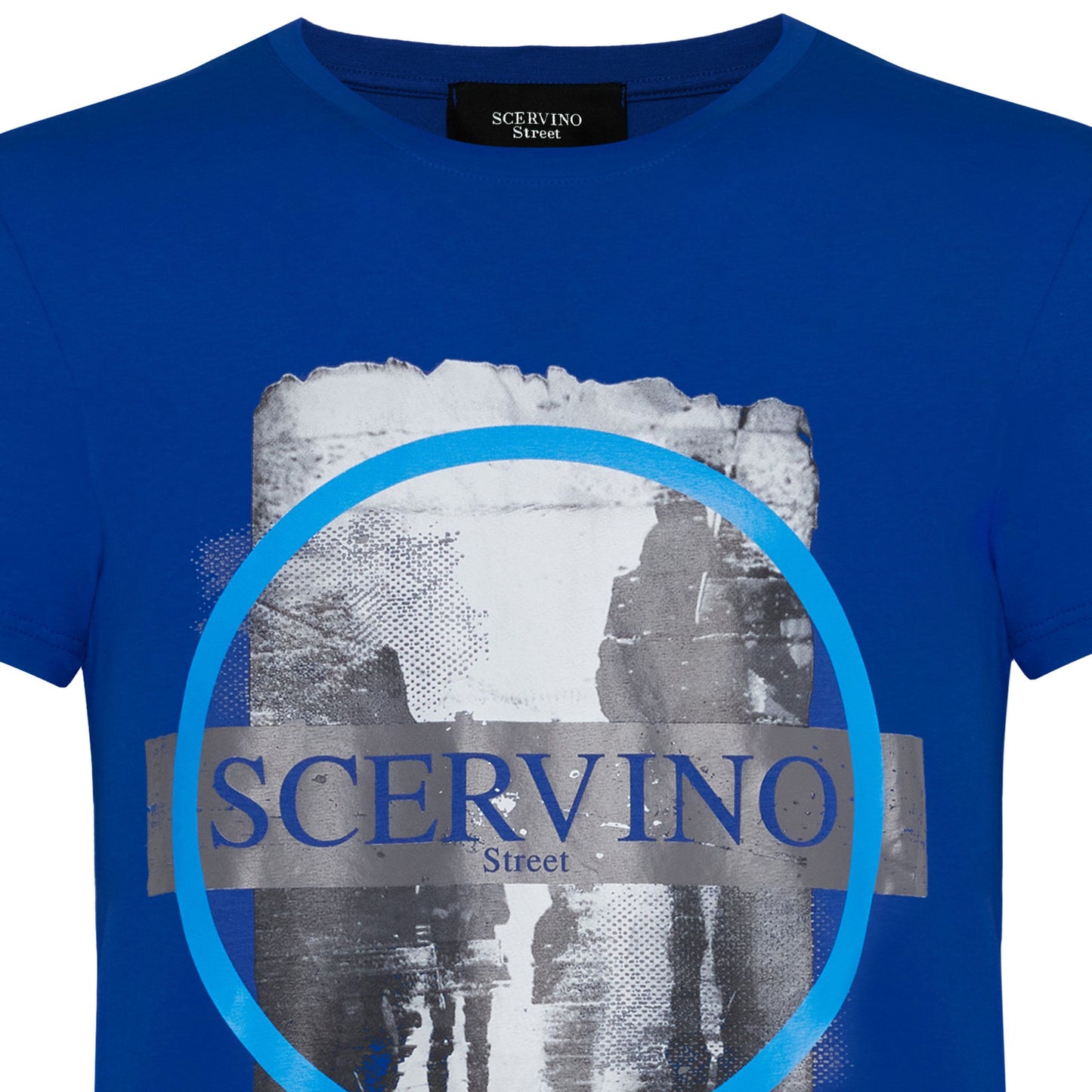 Blue Cotton Men T-Shirt