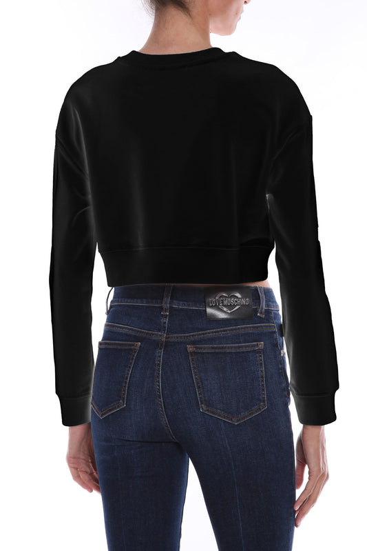 Black Cotton Women Sweatshirt