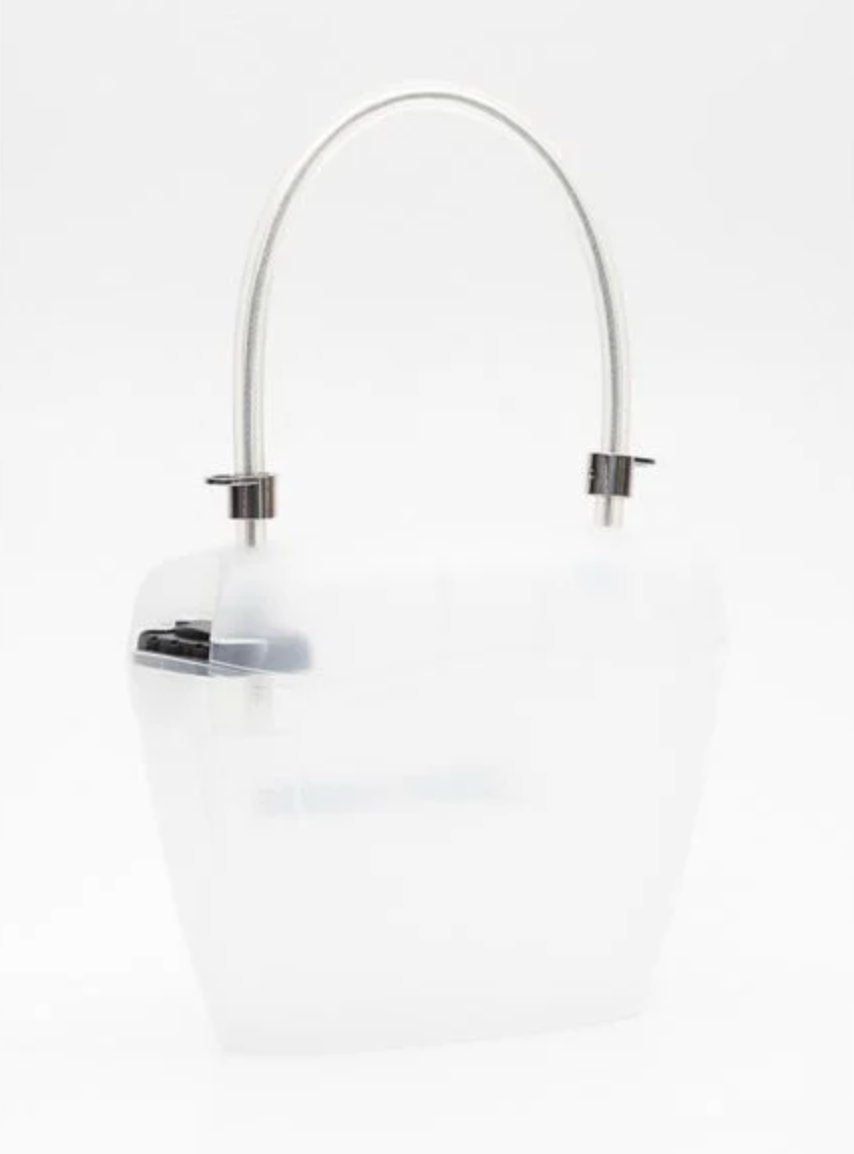White Polyvinyl Women Handbag