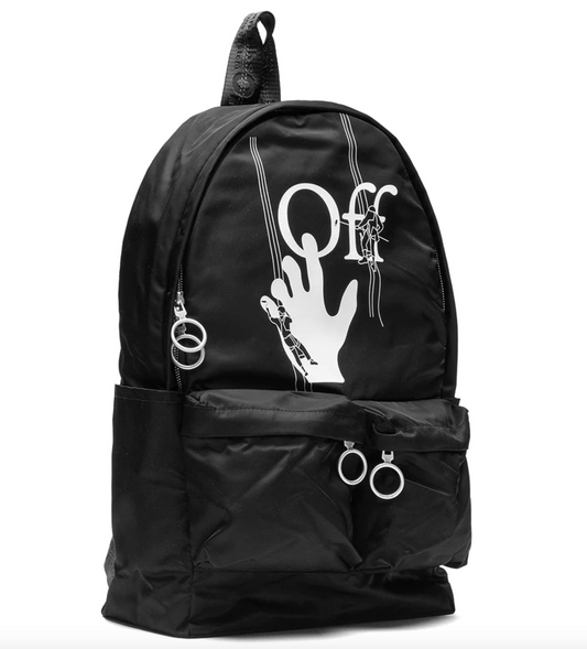 Black Polyester Men Backpack