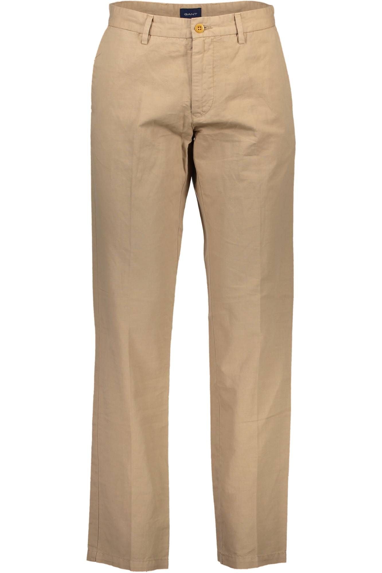 Beige Cotton Men Pant