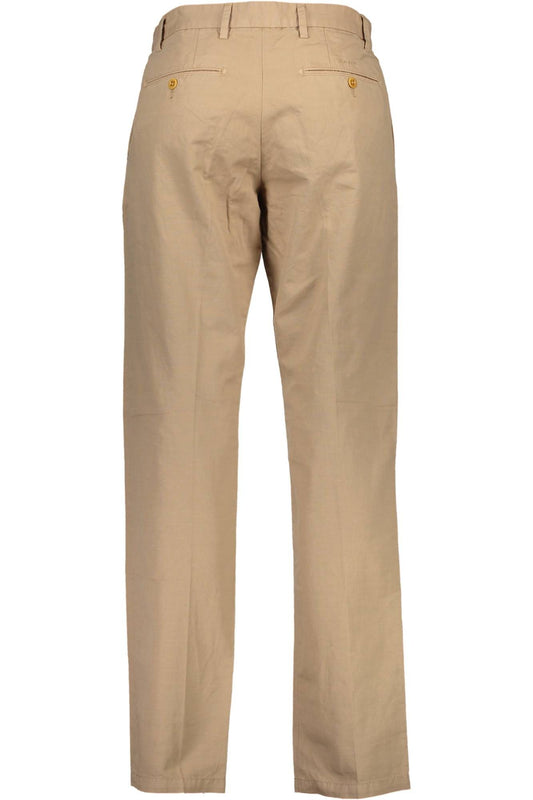 Beige Cotton Men Pant