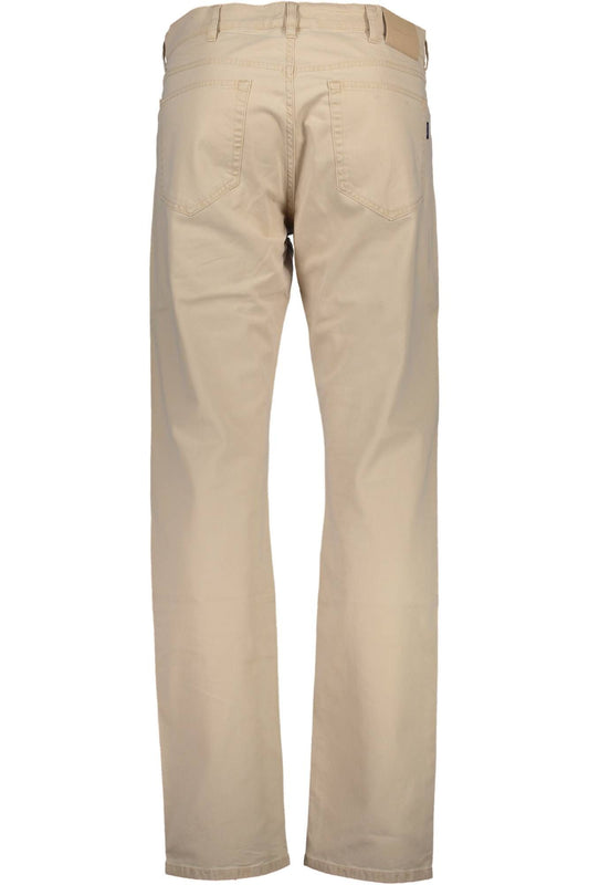 Beige Cotton Men Trouser