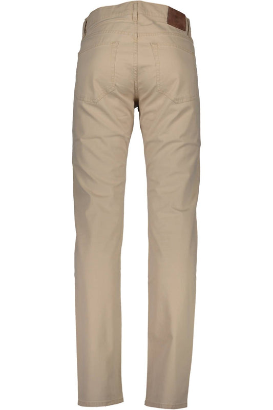 Beige Cotton Men Pant