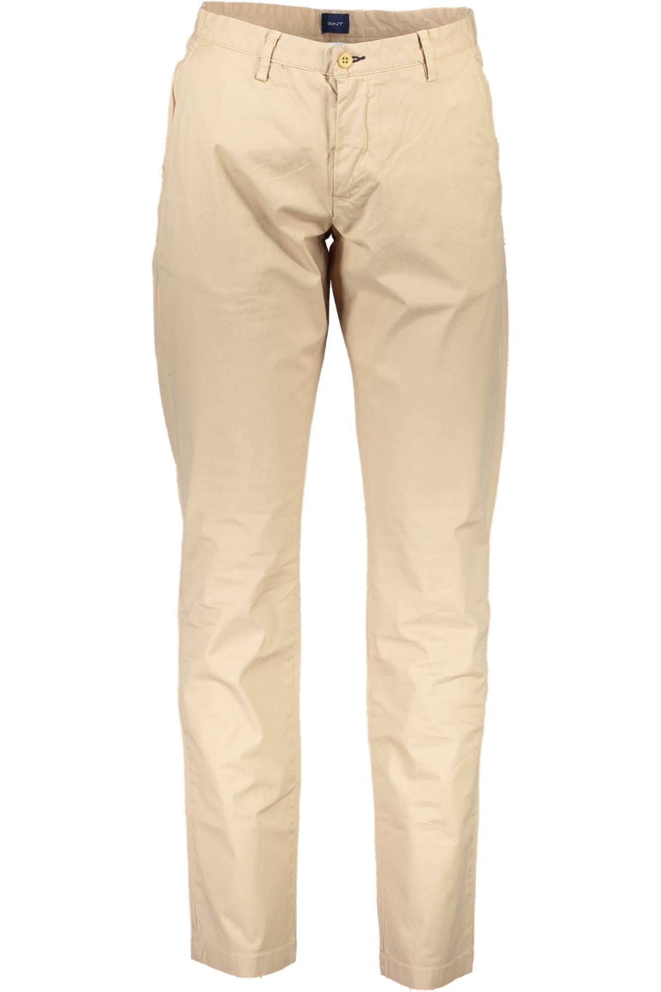 Beige Cotton Men Trouser