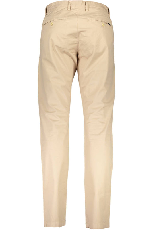 Beige Cotton Men Trouser