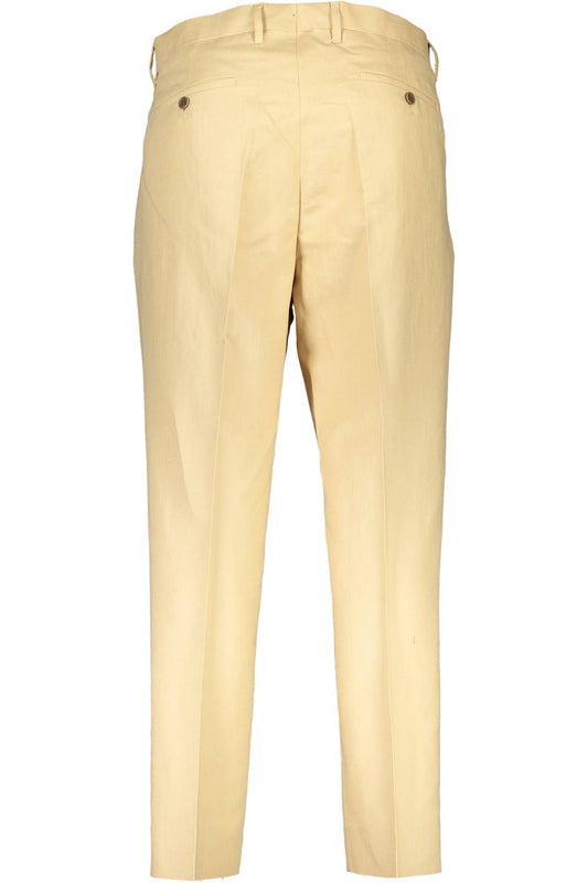 Beige Cotton Men Trouser