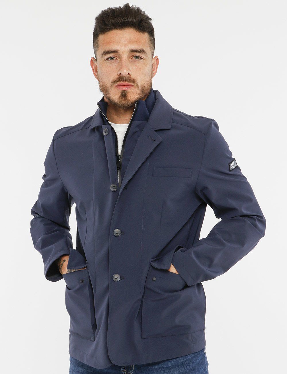 Blue Polyester Men's Jacket