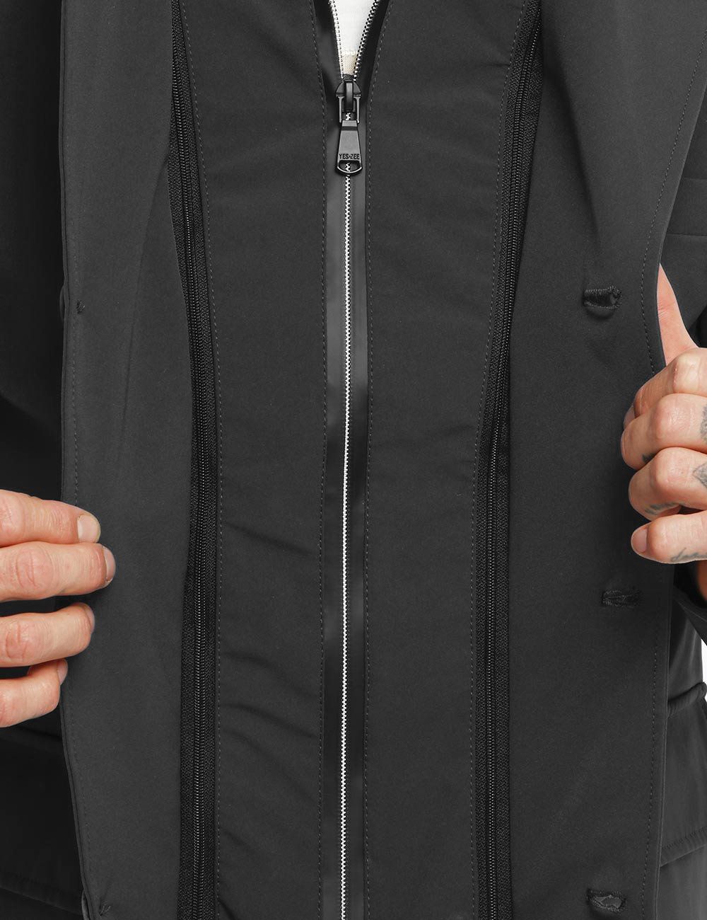 Black Polyester Men Jacket