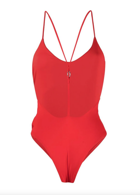 Red Polyester Women Swimsuit