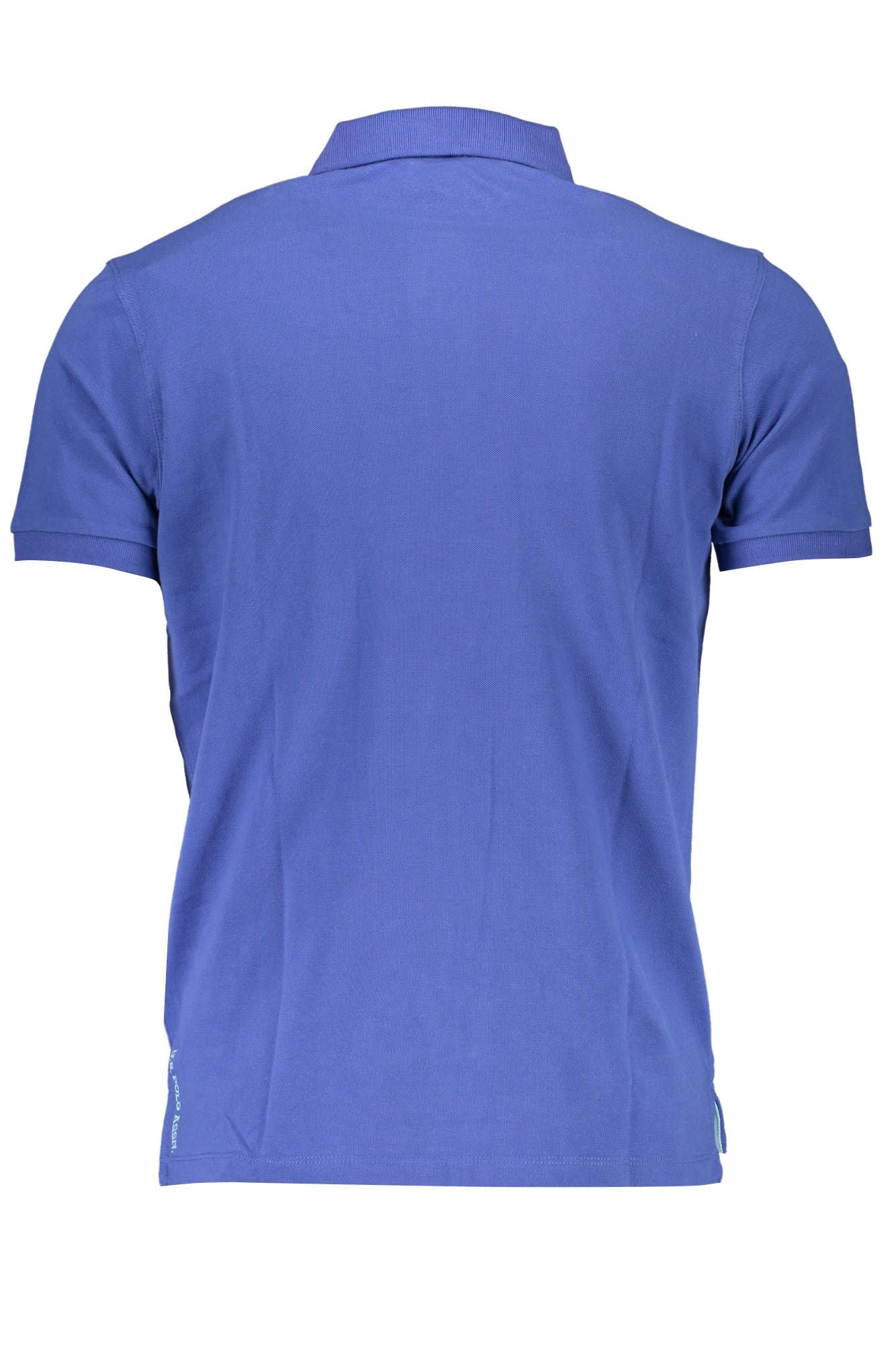 Blue Cotton Men Polo Shirt