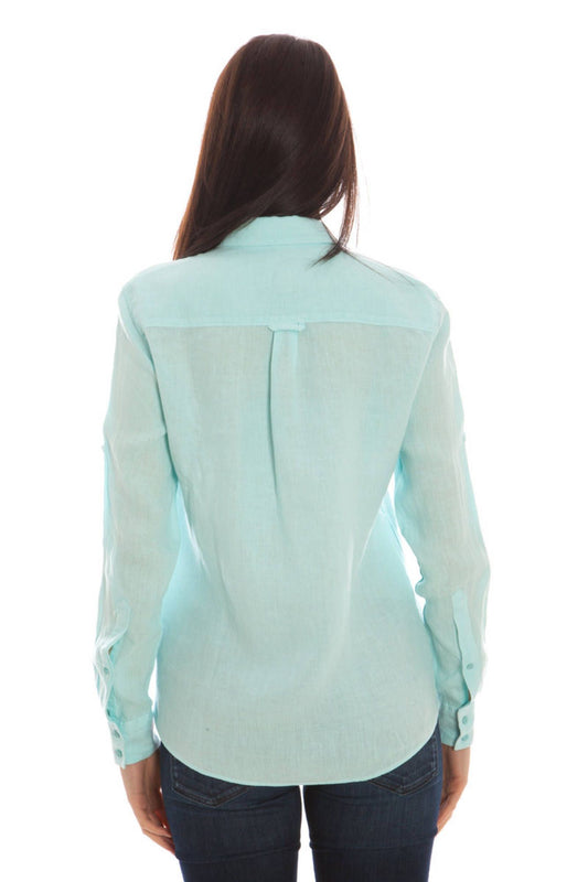 Light Blue Linen Women Shirt