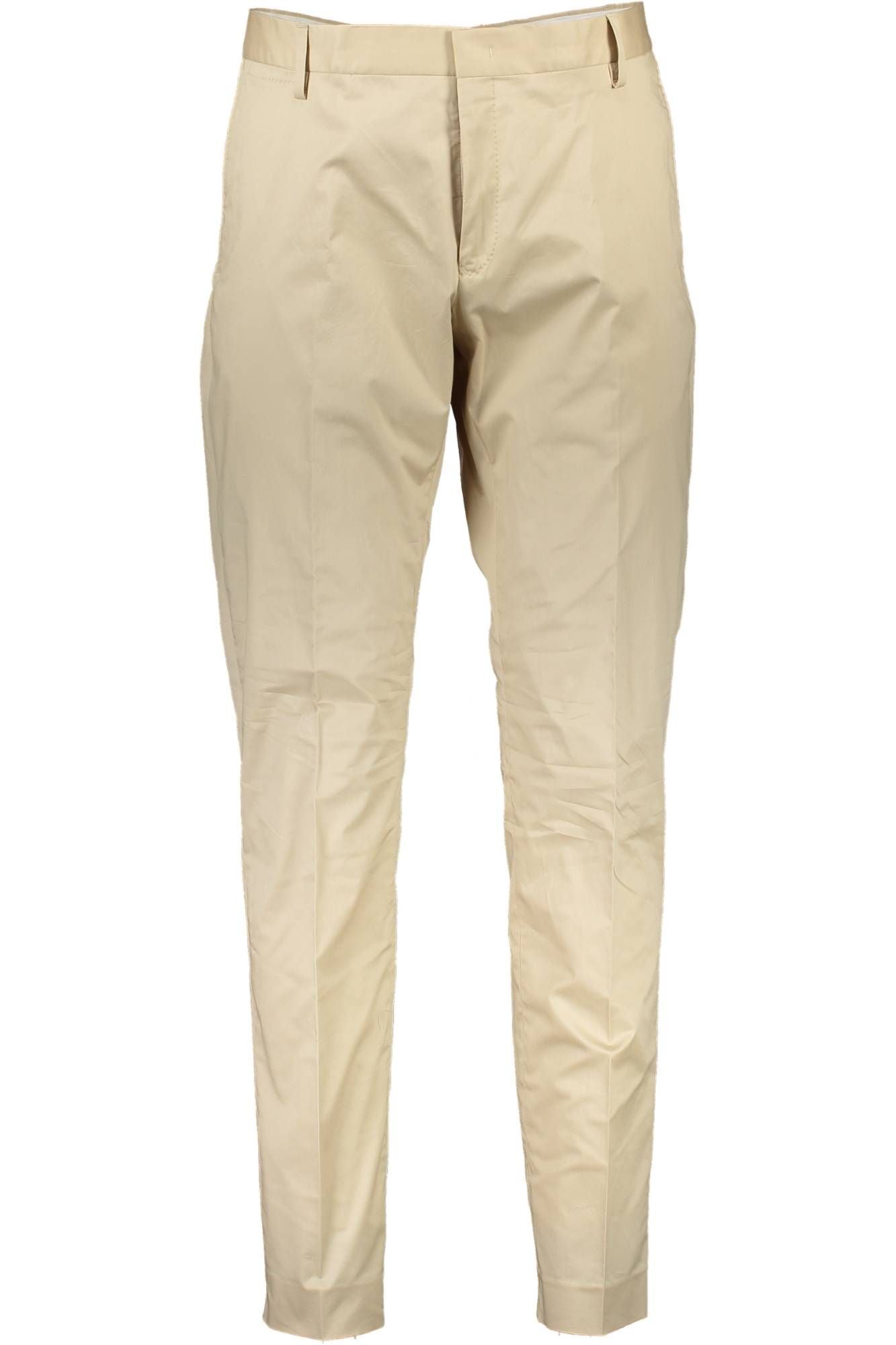 Beige Cotton Men Trouser