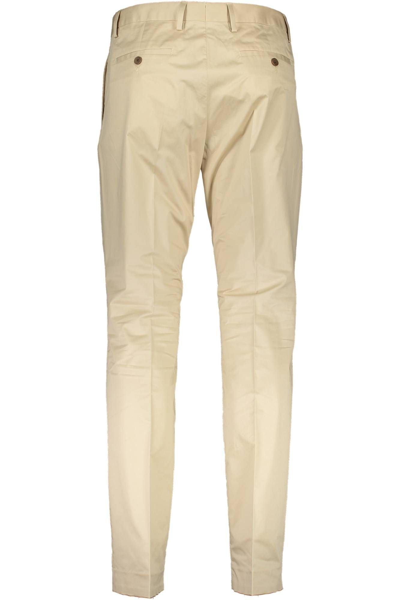 Beige Cotton Men Trouser