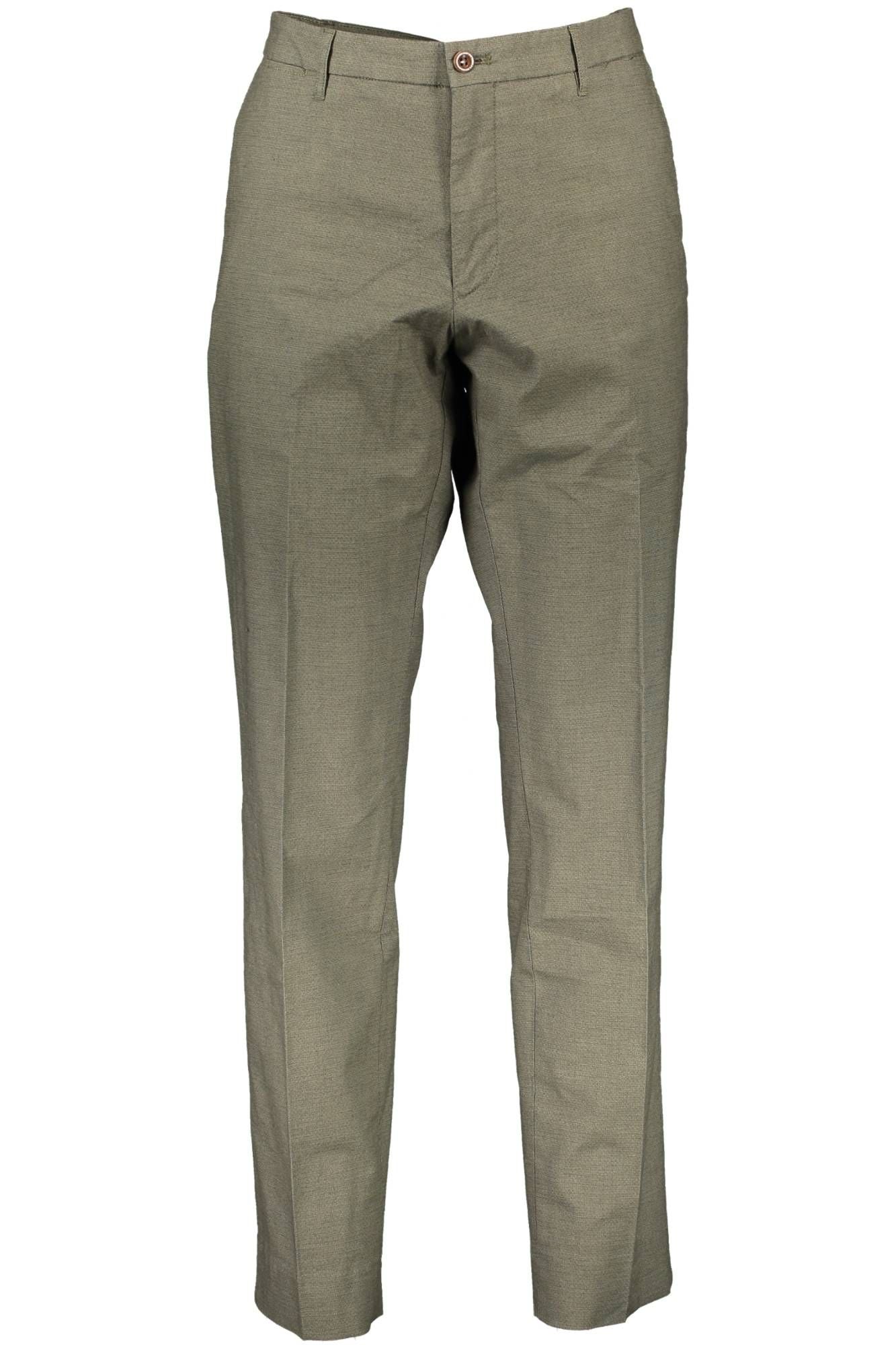Green Cotton Men Trouser