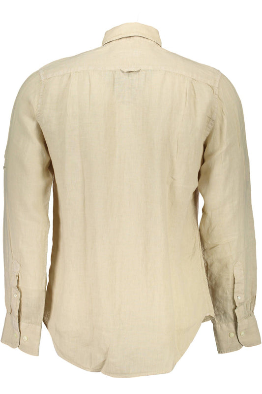 Beige Linen Men Shirt