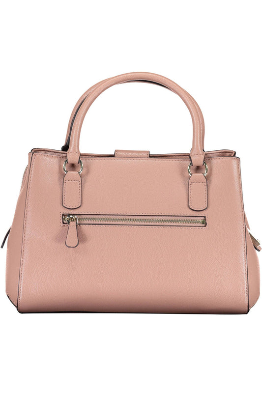 Pink Polyurethane Women Handbag