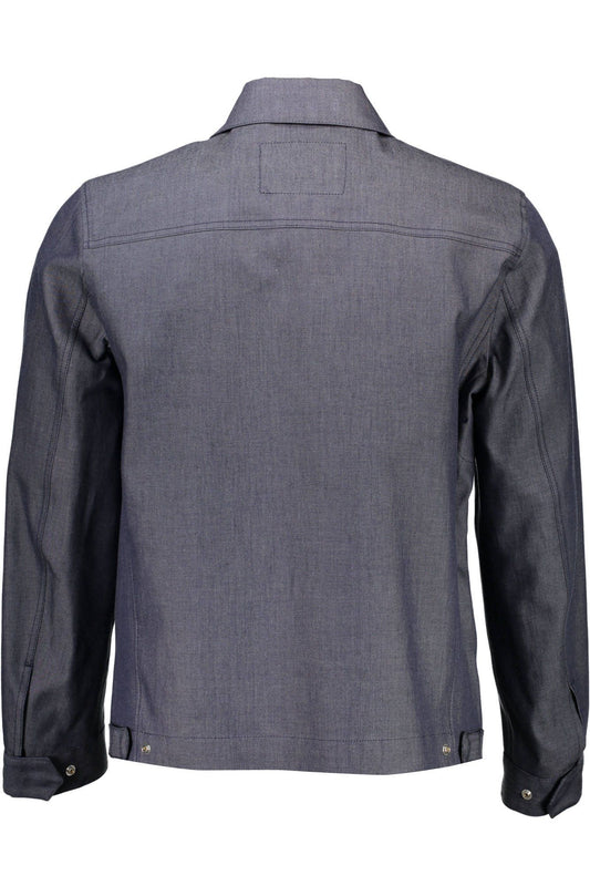 Blue Cotton Men Jacket