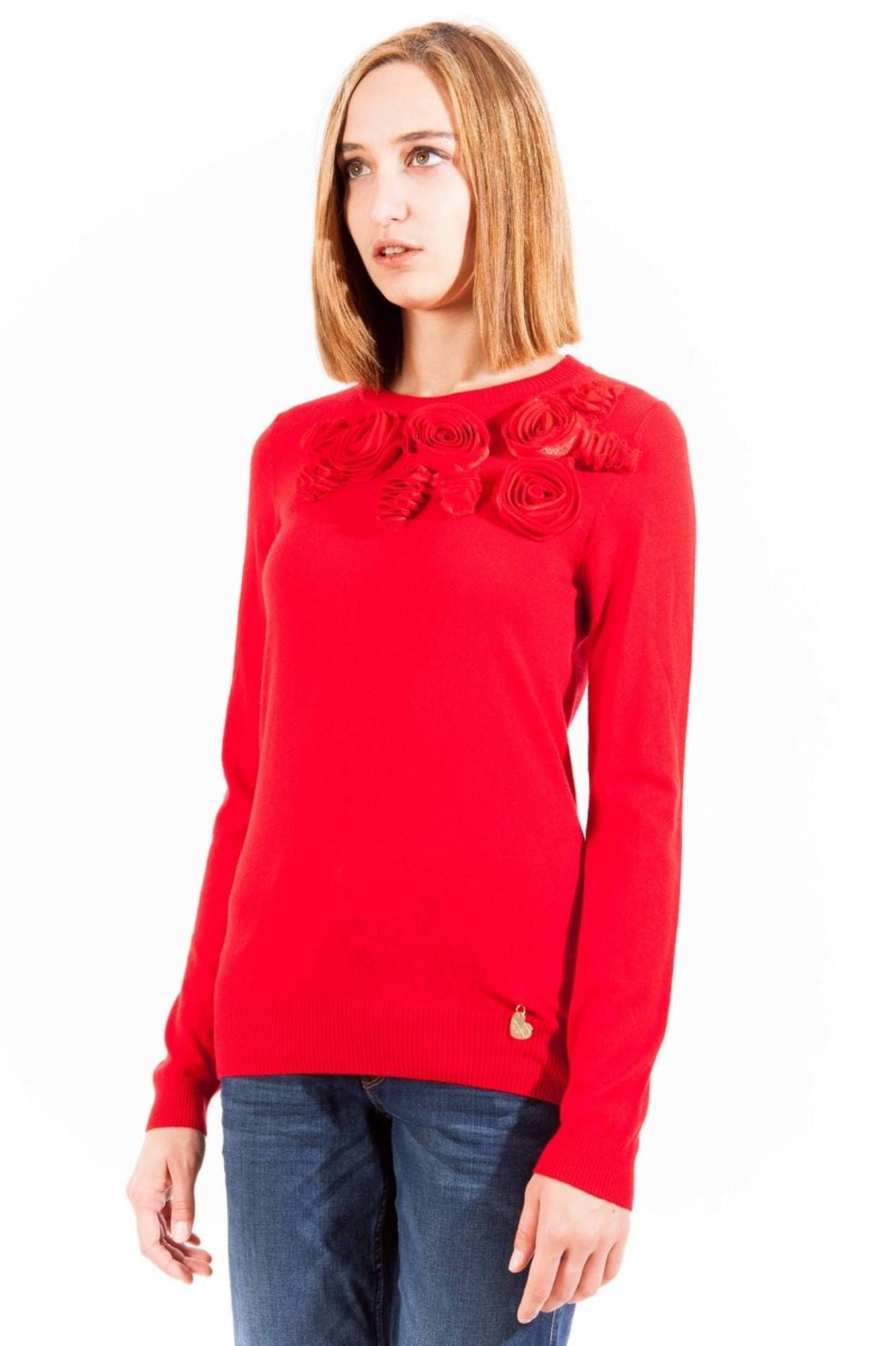 Red Polyester Women Sweater