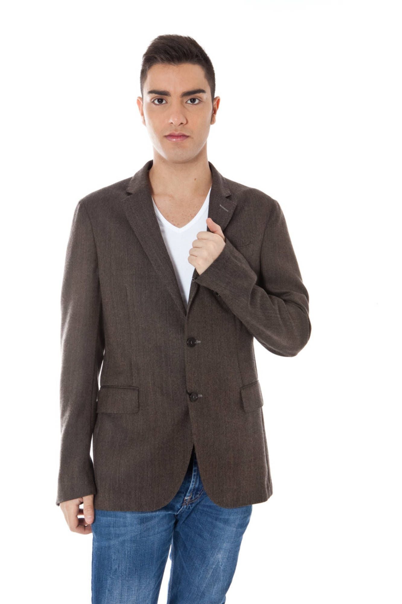 Brown Wool Men Jacket